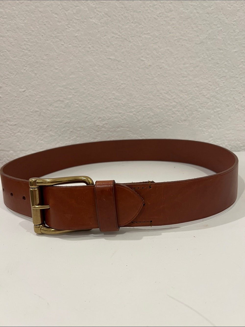Vintage Ralph Lauren Chestnut Brown Leather Belt with Brass Buckle